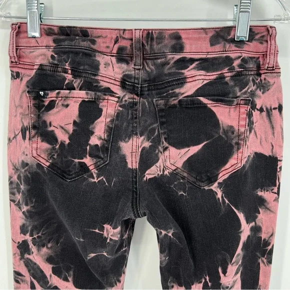 Blackheart Jeans Womans Juniors Pink and Black Bleach Wash Ripped Knees Stretch - Picture 6 of 12